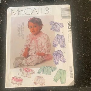 3 for $15 McCall’s Infant Top and Bottom ruffled sew in pattern Pattern -vintage